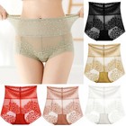 3pcs Women High Waist Knickers Briefs Lace Sexy Seamless Underwear Panties Large