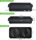 Amzchef Double Induction Cooktop With Removable Griddle Pan Non-stick  1800w 2 B