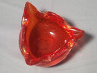 Vintage Murano Bullicante Controlled Bubble Tangerine Art Glass Ashtray bowl