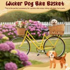 Wicker Dog Bike Basket  Rattan Pet Carrier For Small Dogs Cats With Protectiv   