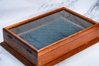 Timeless Antique Oak Wood Display Case With Glass Top Velvet Lining Showcase Box