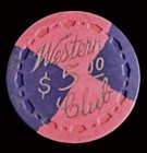 C1940-50s Western Club  5 Casino Chip Gardena  Ca Cardroom     Tr King Rare Vg