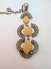 J  Crew Signed Gold Tone Yellow Glass Oval Crystal Statement Pendant Necklace
