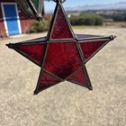 Vintage Moravian Star Lantern Vibrant Red brass Candle Holder 1990   s 7 X 8 