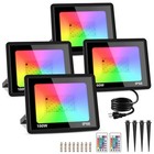  4 Pack 100w Rgb Led Flood Lights  12000lm Color Changing Smart Floodlight 