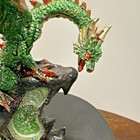 Green Dragon Figurine Statue Resin Perched On Faux Geo Stone 6    Glitter And Gold