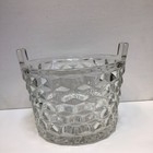 Vintage Fostoria American Cube Pattern Glass Ice Bucket Tab Handles