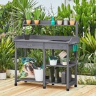 Potting Bench With Sink   Drawer  Outdoor Gardening Table  Gray Fir Wood