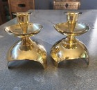 Pair Of Vintage Mid-century Modern Atomic tripod Style Brass Candle Holders