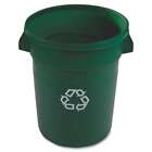 Rubbermaid Commercial 1788472 32 Gal Round Recycling Bin  Open Top  Green 