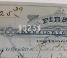 First National Bank Cooperstown  New York Cancelled Check June 3  1889