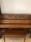 Upright Wurlitzer Walnut Piano  With Bench 