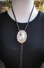 Native American Navajo Vintage Oval Sterling Silver Concho Style Bolo Tie