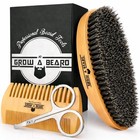 Luxury Beard Care Kit With Natural Boar Bristle Brush   Stainless Steel Scissors