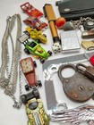Vintage Junk Drawer Lot Knives Watches Coca-cola Locks Cars Coins Military