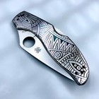 Spyderco Stainless Uptern C261ps  W tribal Pattern -  Combo Edge Knife - 2 82 