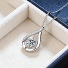 2pcs Teardrop Crystal Pendant Necklace  Silver Tone Dancing Stone Jewelry