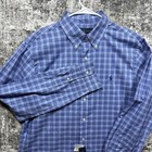 Polo Ralph Lauren Mens Xl Slim Fit Plaid Shirt Blue Long Sleeve Button Preppy