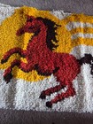 Vintage 70 s Horse Latch Hook Rug