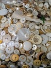 White Button Assortment  Vintage old button Bag Lot  Diy Crafts  Sewing Light