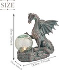 Solar Dragon Statue Bronze Gothic Garden Decor Crackle Glass Ball Medieval Gift