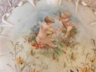 Signed Wave Crest Glass Dresser Box W Cherubs Ex Cond Victorian Blue On Cream