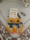 Handcrafted Glass Beaded Hook Earrings Silver Tone Dangle Drop
