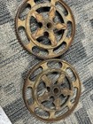 Pr Fancy Antique Cast Iron Lawnmower Wheels Welding Art Steampunk Lamp 10  Dia 
