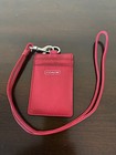 Coach Leather Lanyard Id Credit Card Holder Work Badge Red