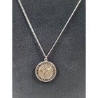 Vintage St  Christopher Medal On 24 In  Silver Toned Chain