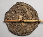 Art Nouveau 12  Bronze Wall Relief Plaque Female Profile With Irises  Ca 1900
