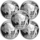 Lot Of 5 - 1 Troy Oz Buffalo  999 Fine Silver Round   
