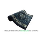 Custom Size Canvas Back Polypropylene Pile Mahal Blue Runner Rug