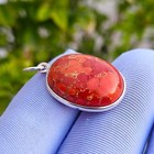 Natural Orange Copper Turquoise Gemstone Pendant 925 Sterling Silver Gold Plated