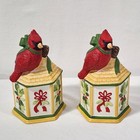 2 Lenox Winter Greetings Everyday Cardinal Stackable Salt   Pepper Shakers