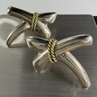 Vintage Mexico 925 Sterling Silver Modernist X Earrings Mixed Metal Taxco 12 69g