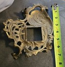 Vtg Brass Art Nouveau Mid Century Inkwell Holder Tray Ornate Antiqued Ink Well