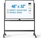Large Dry-erase Rolling Magnetic Whiteboard - 48 X 32 Inches White Board Heig   