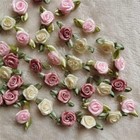 100 Pcs 15mm Multicoloured Mini Rose Flowers Satin Ribbon Bows Appliques Diy    
