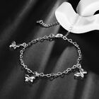 Womens 925 Sterling Silver Butterfly Heart Link Chain Foot Ankle Bracelet  ab11