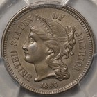 1866 3cn Three Cent Nickel Pcgs Ms63