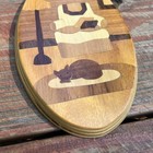 Vintage 90s Round Mountain Woodworks Cat Inlay Wall Art 6x3 5 Handmade Wood Oval