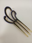 Vintage Art Deco Or Victorian Hair Comb Blue Rhinestones 8 5  Antique