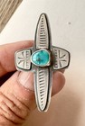 Jewelry Lot 4pc Rings  Pendant Sapphire Citrine Druzy Turquoise  Sterling Gold