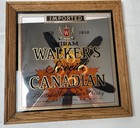 Vtg Hiram Walker s Special Canadian Whiskey Wood Framed Bar Mirror 16  X 16 
