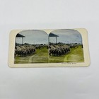 1898 Stereoview Card Tinted Spanish-american War Us Army Calvary Troop Review