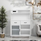 Modern Kitchen Hutch Cabinet  2-drawer Storage Sideboard With Glass Door Buffet