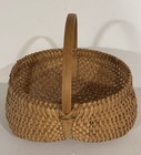 Vtg Wicker Buttocks Farmhouse Egg Gathering Basket Hand Woven Primitive 10 5x12   