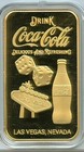 Coca Cola Las Vegas Delicious   Refreshing Limited Gold Gild 999 Fine Silver Bar