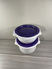 Tupperware Butterfly Bowls One Touch Seals White W  Purple Set Of 2 New 